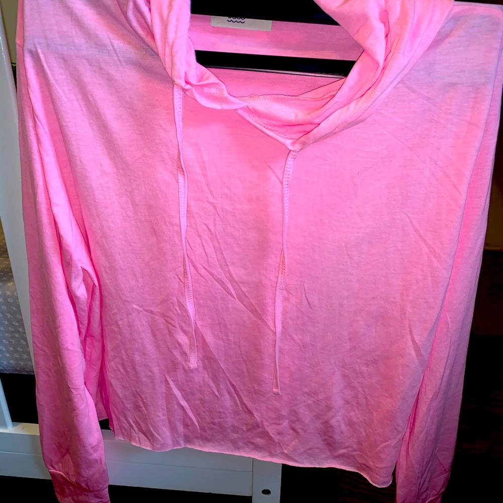 Pink Slightly Cropped light weight hoodie